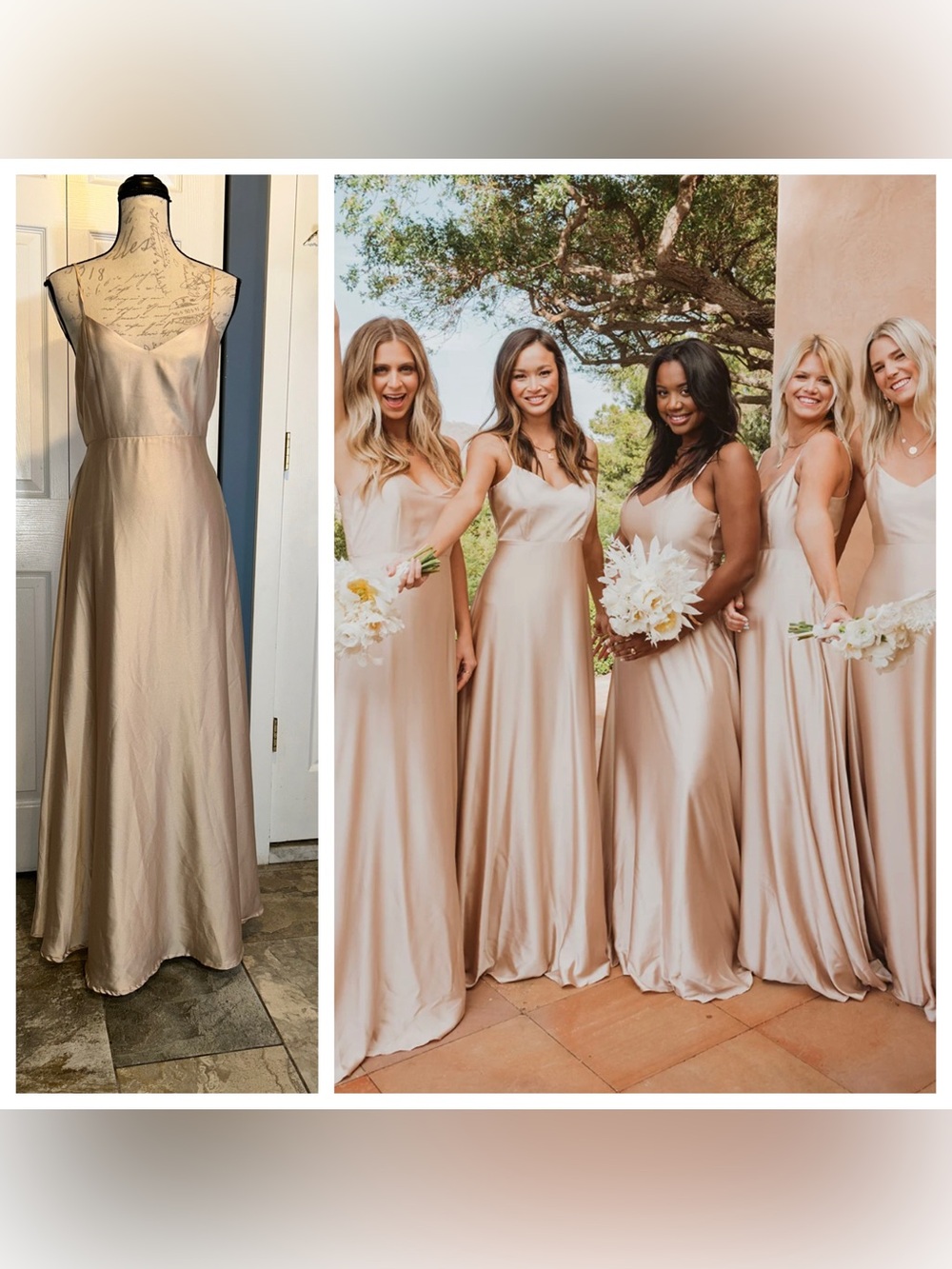 NWT Show Me Your Mumu Weddings Faith Luxe Satin Champagne Gown Dress Sz Small
